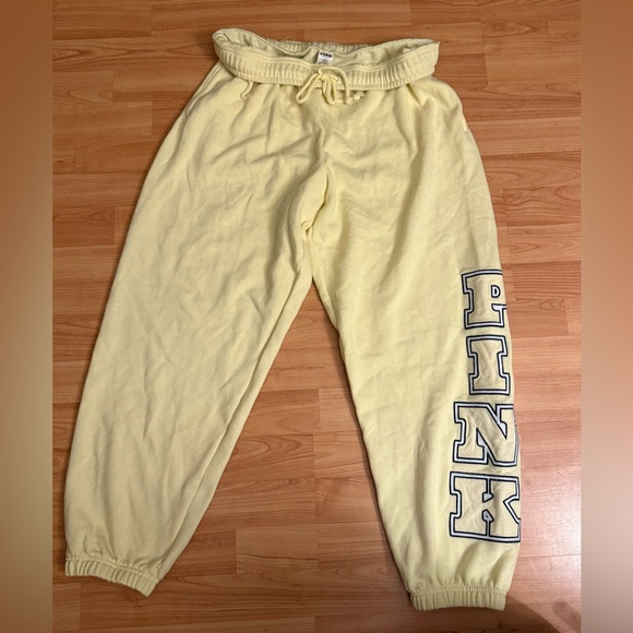 PINK VS size L jogger sweatpants yellow NWOT - Picture 1 of 3